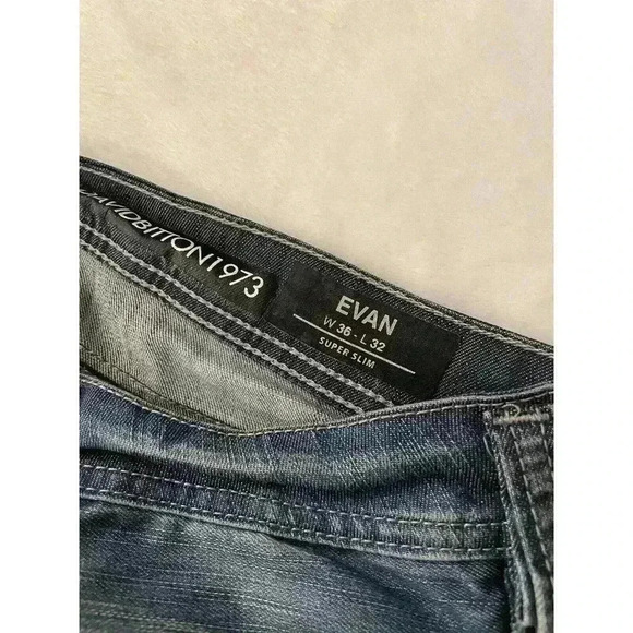 Buffalo David Bitton Mens Designer Jeans 36x28 Super Slim Button Fly Distressed - Picture 2 of 6